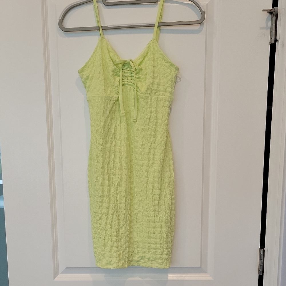 No Boundries Ladies Babydoll Bodycon Lined Neon Mini Dress Size Small (4-6)